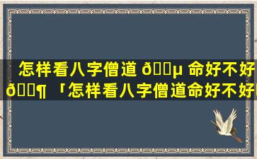 怎样看八字僧道 🌵 命好不好 🐶 「怎样看八字僧道命好不好呢」